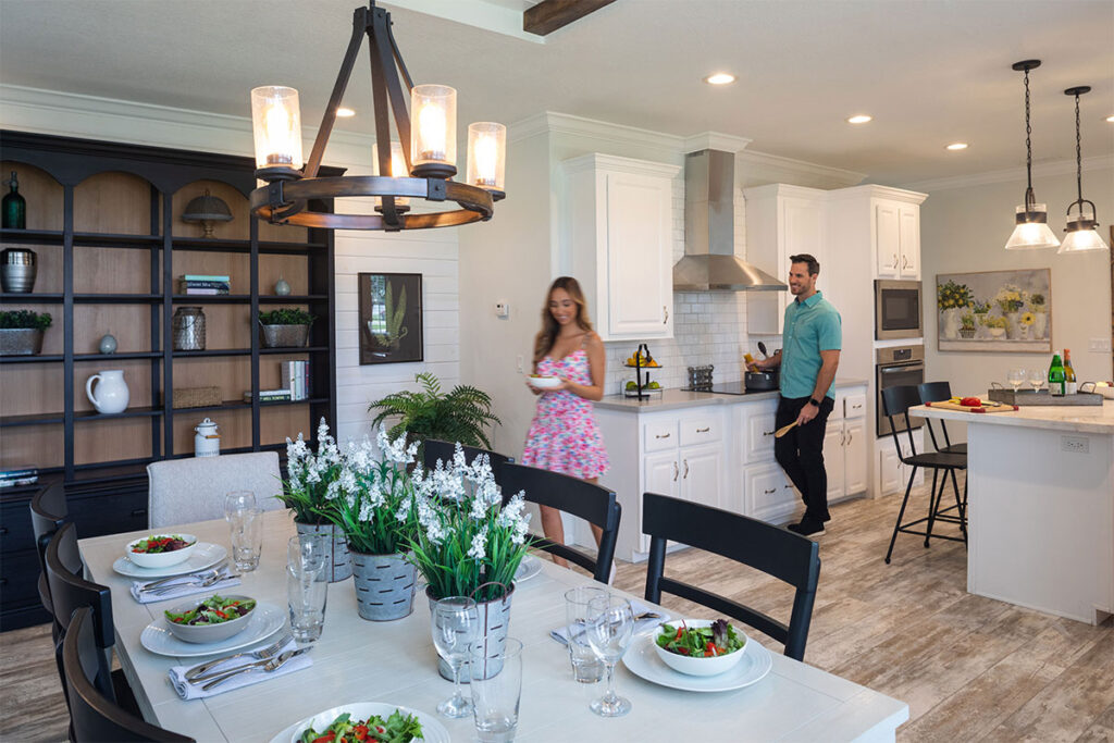 Kitchen and dining room in a model home