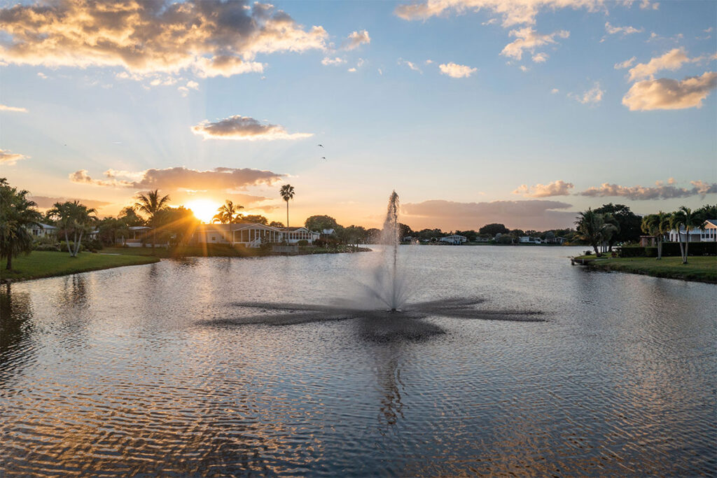 Rexmere Village at sunset
